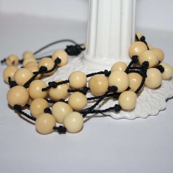 🖤 Wooden Beaded + Black Cord Bracelet · Adjustable · 8" 🖤 - Picture 1 of 4